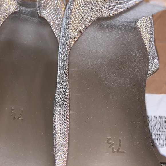 Silver and Gold Shimmery Open Toe Pumps - Picture 4 of 6